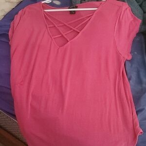 Rue 21 Girls Large Pink V Neck Tee shirt